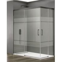 ALLSTONE BASIC Duschkabine 2+2 ohne Bodenprofil 5 Farben 2 Glasarten 6mm in Aluminium Titan-profil 110x70 cm Siebdruck glas