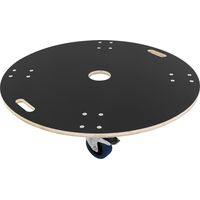 ECD Germany Chariot de Transport Rond Ø87cm x14,5 cm avec Plaque Sérigraphiée, Charge Maximale 800 kg, 4 Roues Pivotantes dont 2 avec Freins, Planche à Roulettes CNC en Multiplex, Rouleur de Meubles