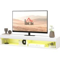Meuble TV suspendu LED blanc – Pour TV jusqu’à 75 pouces, étagères – 180x40x30 cm