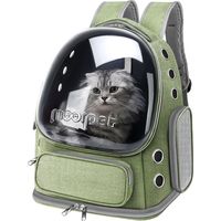 Cat Backpack Carrier, Breathable Cat Carrier Large Space Bubble Pet Backpack for Kitty Small Dog up to 20lbs, Transparent & Foldable Pet Carrier for Travel Hiking, Green