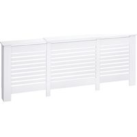 Mobile Copricalorifero Larghezza Regolabile e Mensola Superiore in MDF e , 140-202x19x82.5cm, Bianco
