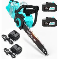 YARDCARE Motosierra a Batería de 16 Pulgadas con Pantalla LED, 2×4Ah Baterías, Tensado de Cadena sin Herramientas, Motosierra Eléctrica Potente 15/20 m/s para Jardinería y Poda