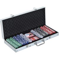 Valisette de Poker Professionnelle en Aluminium, Set de Poker avec 500 Fiches et 2 Paquets pour Texas hold'em et Blackjack