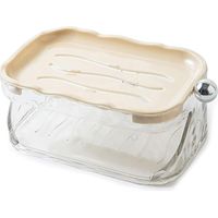 Porte-savon double couche avec bac d'égouttage - Étagère de rangement adhésive murale pour salle de bain, fabriquée en PET durable.