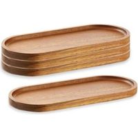 Pair Plateaux de service en bois, planches à charcuterie, plateaux ovales en bois, plateau de service à fromage, plateaux en vrac pour desserts, amuse-gueules, pain, collations aux fruits