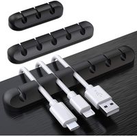 CSPARKV 3-Pack Cable Holder Clips, Cable Management Cord Organizer Clips Self Adhesive for Desktop USB Charging Cable Nightstand Power Cord Mouse Cable Wire PC Office Home