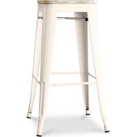 Sgabello da bar - Design industriale - Legno e acciaio - 76cm - Nuova edizione - Stylix Crema