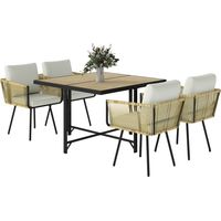 Set da Giardino 5 Pezzi Tavolo Legno-Plastica