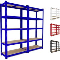 2 Scaffali In Metallo E MDF Scaffale Ad Alta Portata Fino a 875 kg Con 5 Ripiani Regolabili Ideale Per Garage Officina Cantina Capannone Magazzino Design Modulare 180 x 90 x 40 cm (Rosso) - Colore: Bl