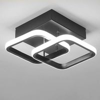 Plafonnier moderne 22 W LED blanc froid 6000 K acrylique plafonnier carré pour couloir, bureau, chambre à coucher, cuisine, salon (Noir)