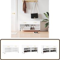 Banc à chaussures blanc brillant 102x35x55 cm bois d'ingénierie - Meuble Chaussure - Banc Chaussure - Rangemen Chaussures - Meuble Rangement - Rangement Entrée