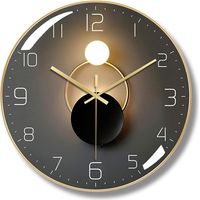 Horloge murale silencieuse en verre trempé – 30 cm, design rond et épuré, cadran noir élégant, pile incluse