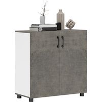 Aparador de Salón Pequeño y Moderno con Estante y Puertas de Cierre Suave 80x37x80 cm Gris Cemento y Blanco Brillo