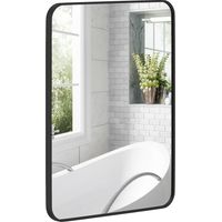 Espejo de Baño Rectangular con Marco Metálico Espejo Decorativo para Dormitorio Comedor o Entrada 60x80 cm Negro