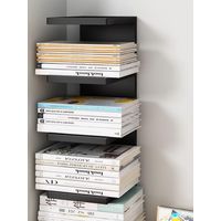 Living room furniture, storage box for newspapers and magazines, space-saving shelf for the home office (black, 3-layer)