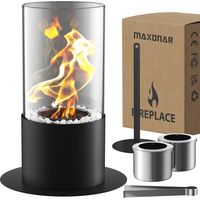 Chimenea de mesa de bioetanol con base de poliuretano, piedras decorativas, mayor duración de combustión, portátil, pequeña, para uso interior y exterior, balcón, terraza, apartamento, jardín.