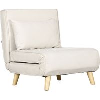 Poltrona Letto 2 en 1 Schienale Regolabile Cuscino Tessuto Effetto Lino 72x78x79cm