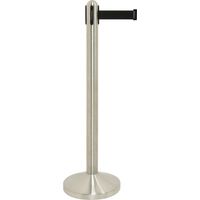 Kit Poteau à corde rétractable noire en nylon + socle - acier inoxydable - 100cm (corde210cm) - Securit