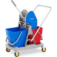 Carrello lavapavimenti con strizzatore, pressa per mocio piatto, due secchi da 2 x 20 l