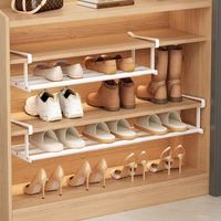 Shoe Storage Rack Extendable 40-70 cm, Adjustable Closet and Furniture Organizer, Space Saving for Shoe Storage, Entryway, Wardrobe Clothes – White 1