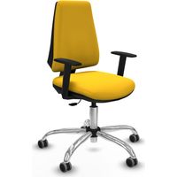 Elche CP similpiel amarillo brazos 1D base cromada ruedas engomadas 65mm