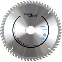 Diamwood – Lame de scie circulaire 216 mm – Alésage 30 mm – 60 dents TP Nég – Pour aluminium, bois tendre et exotique – Coupe nette sans éclat
