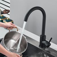 Suguword – Robinet de cuisine noir en acier inoxydable – Rotation 360° – Bec haut – Mitigeur haute pression – Aérateur anti-éclaboussures