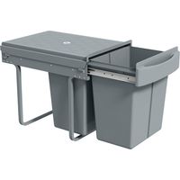 Cubo de Basura bajo Fregadero 2 Contenedores de Reciclaje Extraíble 2 x 20 L Deslizamiento Suave Gris