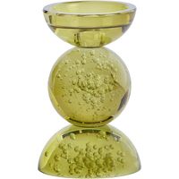 Bougeoir verre bullé ITINGA vert olive 10x16cm