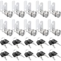 Lot de 10 Serrures Boîte aux Lettres, 25mm Serrure Armoire Metallique, Barillet Boite aux Lettres en Alliage de Zinc avec 20 Clés pour Tiroir, Armoire, Placard, Boîte aux Lettres