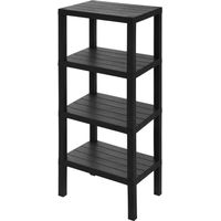 Scaffale bagno 4 ripiani nero effetto legno in kit montaggio Buzz
