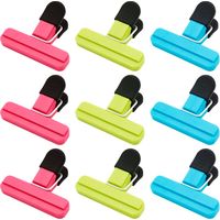 Bag clips for Food Storage,9 Pcs Kitchen Storage Clip,Airtight,3 Colours Sturdy Sealing keeping fresh Plastic Home, and Office, Blue,green,red