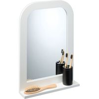Miroir de salle de bain blanc avec étagère