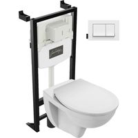 Pack cuvette WC suspendu sans bride JACOB DELAFON Patio avec abattant + bâti support + plaque