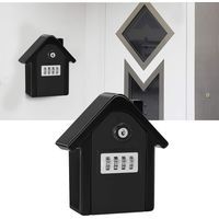Boîte de rangement antivol murale en alliage de zinc avec code à 4 chiffres pour clés, idéale pour la maison, l'usine ou le bureau (noir).