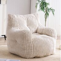 Fauteuil en mousse rembourré, en velours côtelé beige, 100x94x70 cm