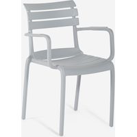 Silla de exterior de polipropileno con reposabrazos para bar cocina Satin - Azul