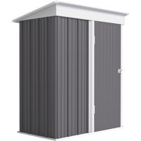 Casetta da Giardino Porta Attrezzi in Acciaio con Porta Bloccabile, 161x95x163/181cm, Grigio