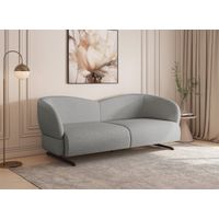 Canapé fixe 3 places en tissu effet peau de mouton gris clair
