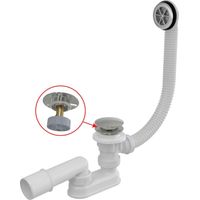 Alca Juegos de desagüe - Conjunto de desagüe y rebosadero de bañera, longitud 120 cm, ClickClack, metal A505CKM-120