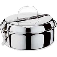 Runde Edelstahl-Brotdose 20 cm mit 2 Tellern 5011