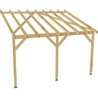 Carport adossé 4x3 - Tuilable pente 30% - Bois massif - Robuste + Vis