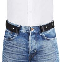 Ceinture élastique invisible sans boucle pour femmes et hommes, jeans et pantalons, noire