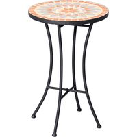 Table basse ronde d'extérieur avec plateau en céramique mosaïque. Métal. Ø35,5 x 53,5 cm. Multicolore.