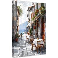Quadro su tela, Caffè italiano con vista sul mare e sulle montagne, 70x100
