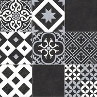 Décoweb – Sol vinyle effet carreaux noir et blanc – Dalle PVC 2m x 2m – Surface brillante – Résistance au glissement R10 – Classement feu Bfl-s1