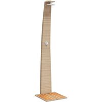 Vidaxl – Douche extérieure beige 55x60x224cm – Résine tressée et bois d'acacia – Jet supérieur rotatif à 220cm – Résistante aux intempéries