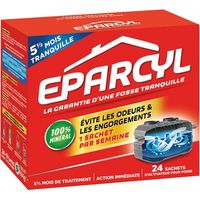 Activateur biologique entretien fosse 24 sachets – 5 mois de traitement – 100% minéral – Action immédiate pour fosse septique – Eparcyl