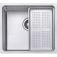 JASSFERRY Évier de cuisine 1 bac, acier inoxydable, 490 x 440 mm sous plan, avec égouttoir à vaisselle