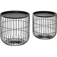 Ensemble de 2 tables de chevet de style scandinave, avec espace de rangement, empilables, noires